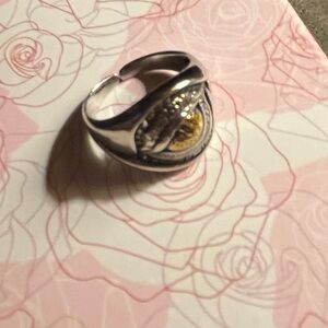 New Solid Sterling Silver Eye of Ra Mythical Ring Adjustable